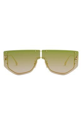 Fendi First Rectangular Sunglasses in Shiny Endura Gold /Green