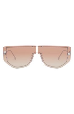 Fendi First Rectangular Sunglasses in Shiny Palladium /Bordeaux
