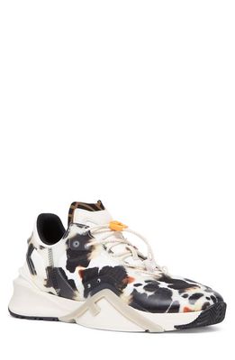 Fendi Flow Cow Print Low Top Sneaker in Naturale Latte