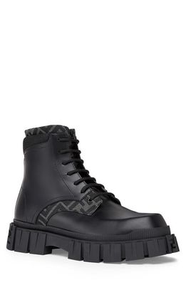 Fendi Force Lugged Plain Toe Boot in F1Dv5 Black