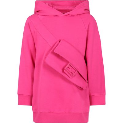 Fendi Fuchsia Sweatshirt With Baguette For Girl