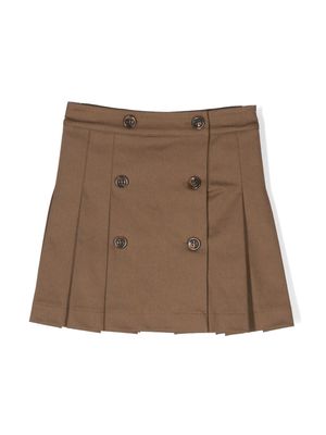 Fendi Gonna Marrone In Gabardine Di Cotone Bambina