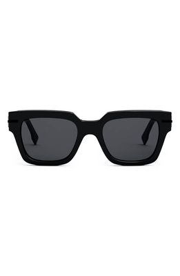 Fendi graphy 51mm Rectangular Sunglasses in Shiny Black /Smoke