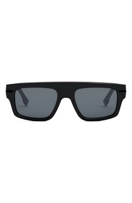 Fendi graphy Rectangular Sunglasses in Shiny Black /Smoke