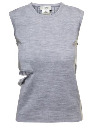 Fendi Grey Reversible Top With Matching Color Ff Lining In Wool Woman