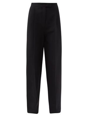 Fendi - High-waist Wool-blend Wide-leg Trousers - Womens - Black