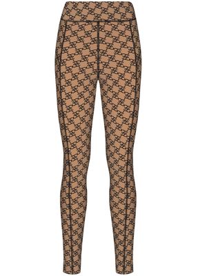 FENDI Karligraphy logo-print leggings - Brown