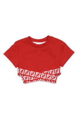 Fendi Kids' Crisscross Logo Tape Crop Top in F1I14 Red