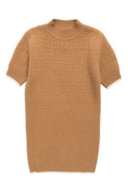Fendi Kids' FF Monogram Jacquard Wool Sweater Dress in Tan