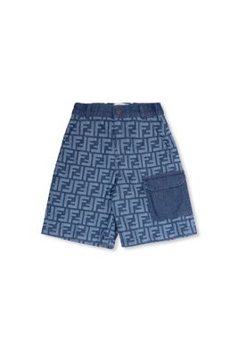 Fendi Kids Monogrammed Denim Shorts