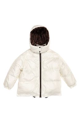 Fendi Kids' Reversible Hooded Coat in F0Tu9 White