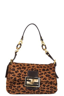 Fendi Leopard Mama Baguette Shoulder Bag in Brown