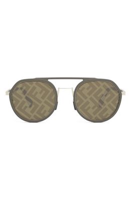 Fendi Light 51mm Mirrored Aviator Sunglasses in Dark Brown/Brown Mirror