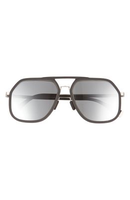 Fendi Light 55mm Aviator Sunglasses in Matte Black /Smoke Mirror