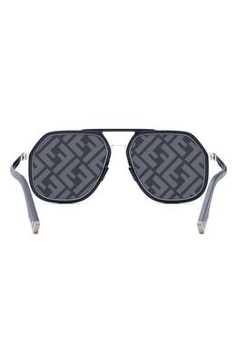 Fendi Light 55mm Aviator Sunglasses in Shiny Blue /Smoke Mirror