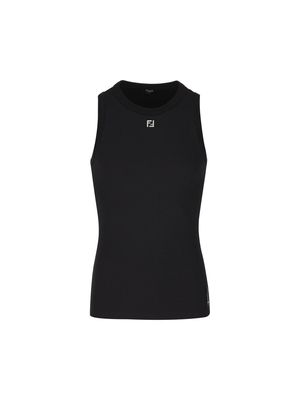 Fendi Logo Plaque Ribbed-knit Top