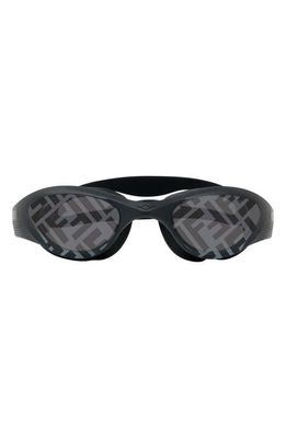 Fendi Logo-Print Mirrored Swim Goggles in Shiny Black /Smoke Mirror
