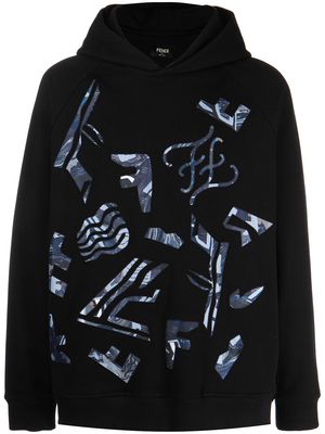 Fendi logo-print raglan-sleeve hoodie - Black