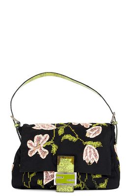 Fendi Mama Embroidered Baguette Shoulder Bag in Black