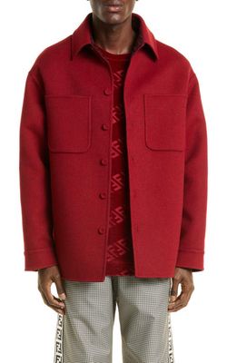 Fendi Men's Reversible Double Wool Coat in Nero/Nero/Rosso