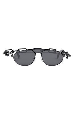 Fendi O'Lock 52mm Aviator Sunglasses in Shiny Black /Smoke
