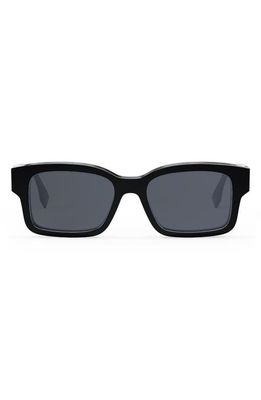 Fendi O'Lock 53mm Rectangular Sunglasses in Shiny Black /Blue