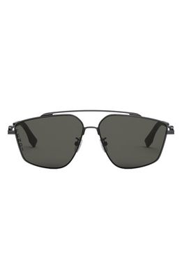 Fendi O'Lock 58mm Geometric Sunglasses in Shiny Dark Ruthenium /Smoke