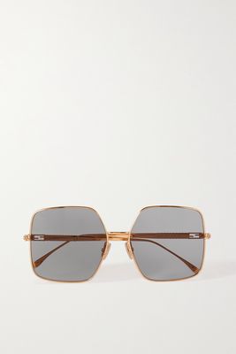 Fendi - Oversized Square-frame Crystal-embellished Gold-tone Sunglasses - one size