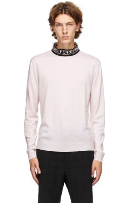 Fendi Pink 'Forever Fendi' Mock Neck Sweater