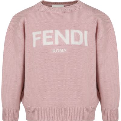 Fendi Pink Sweater With Logo For Kids