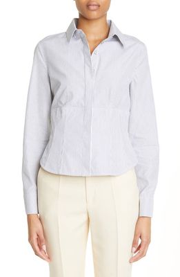 Fendi Pinstripe Corset Cotton Button-Up Shirt in Pete