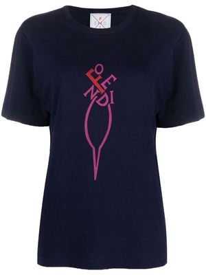 Fendi Pre-Owned 1970s logo-print T-shirt - Blue