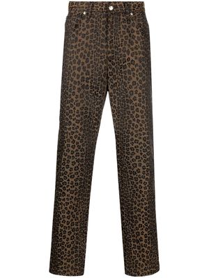 Fendi Pre-Owned 1990s cheetah-print straight-leg trousers - Brown