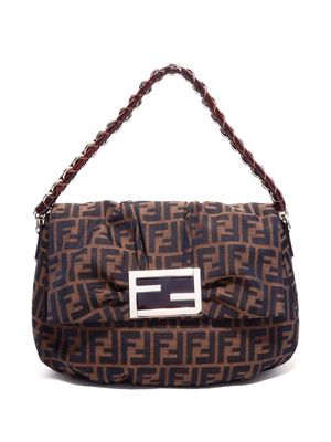 Fendi Pre-Owned 1990s Zucca FF-plaque chain shoulder bag - Brown