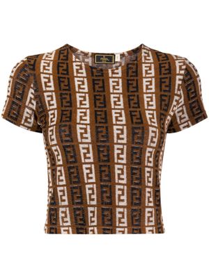 Fendi Pre-Owned 1990s Zucca-pattern cotton T-shirt - Brown