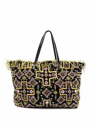 Fendi Pre-Owned 2010s embroidered shoulder bag - BLACK, GREEN AND YELLOW