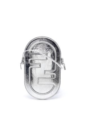 Fendi Pre-Owned 2010s metallic-finish oval-shaped phone holder bag - Silver