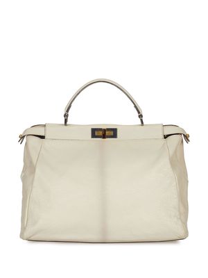 Fendi Pre-Owned large Peekaboo leather tote bag - White