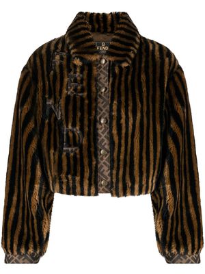 Fendi Pre-Owned Pequin-striped faux-fur jacket - Brown
