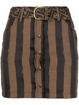 Fendi Pre-Owned striped button-up miniskirt - Brown