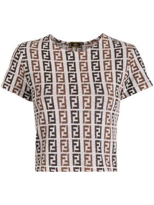 Fendi Pre-Owned Zucca cropped T-shirt - Brown
