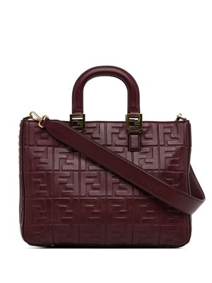 Fendi Pre-Owned Zucca-embossed FF-findings leather satchel bag - Red