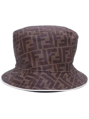 Fendi Pre-Owned Zucca-jacquard reversible bucket hat - Brown