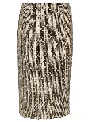 Fendi Printed Silk Midi Skirt