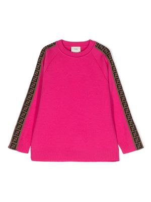 Fendi Pullover Fucsia Fluo In Maglia Di Pura Lana Vergine Bambina