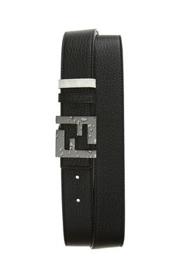 Fendi Reversible FF Logo Buckle Belt in Black/White/Gunmetal