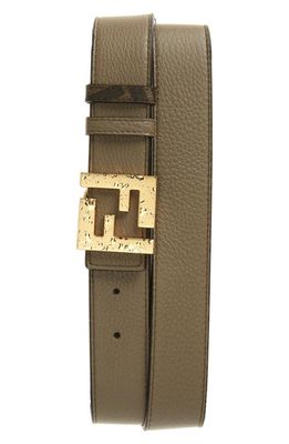 Fendi Reversible FF Logo Buckle Belt in Tan/Gold