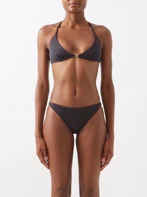 Fendi - Reversible Ff-logo Triangle Bikini - Womens - Black Brown