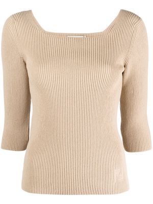 Fendi ribbed-knit cotton-blend top - Neutrals