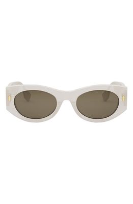 Fendi Roma 52mm Oval Sunglasses in White /Brown